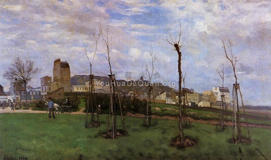 View of Montmartre from the Cite des Fleurs - 阿尔弗莱德·西斯莱